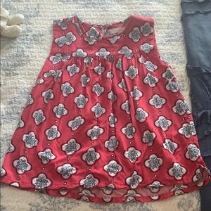 LOFT Red and White Floral Sleeveless Blouse